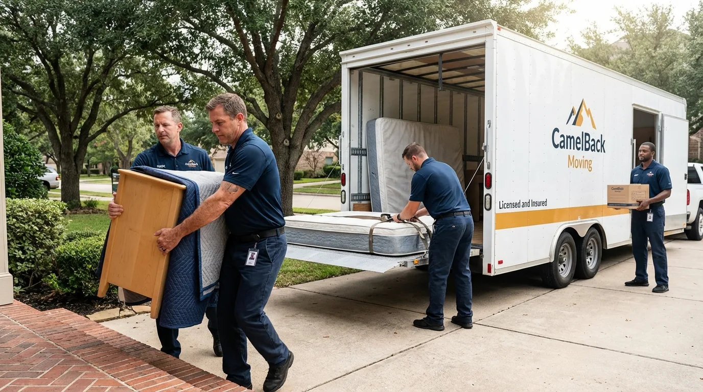 Crew loading residential truck for cross-state move from Laramie, WY