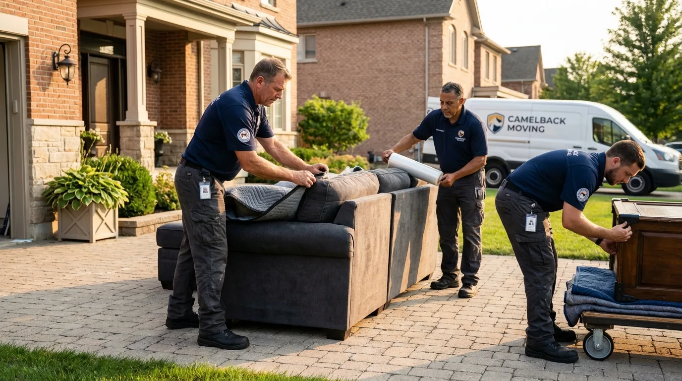 Large estate moving crew wrapping furniture in Laramie, WY