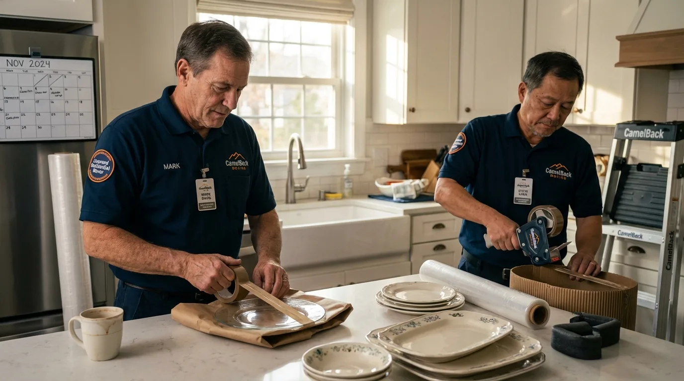 Professional crew packing kitchen dishware in Laramie, WY